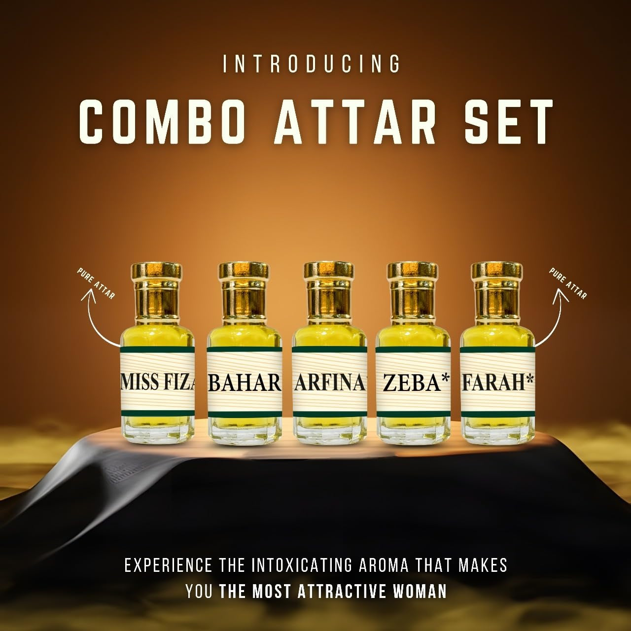 Womens Combo 5 Attar- fiza perfumes 2.5 / 3ml each