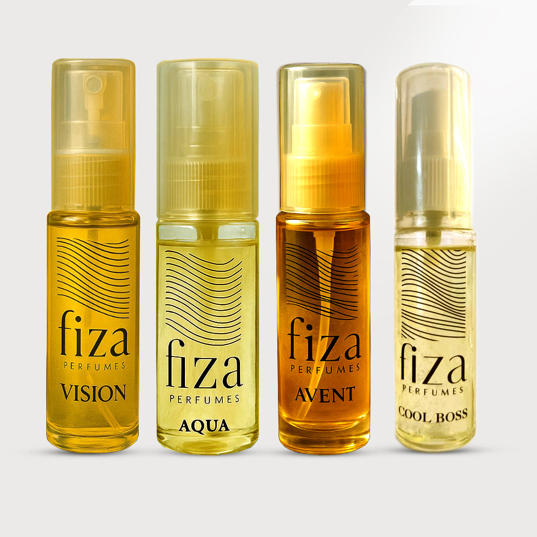 Pack of 4 Perfumes Vision, Aqua, Avent, Cool Boss - 30 ml each extrait de parfum