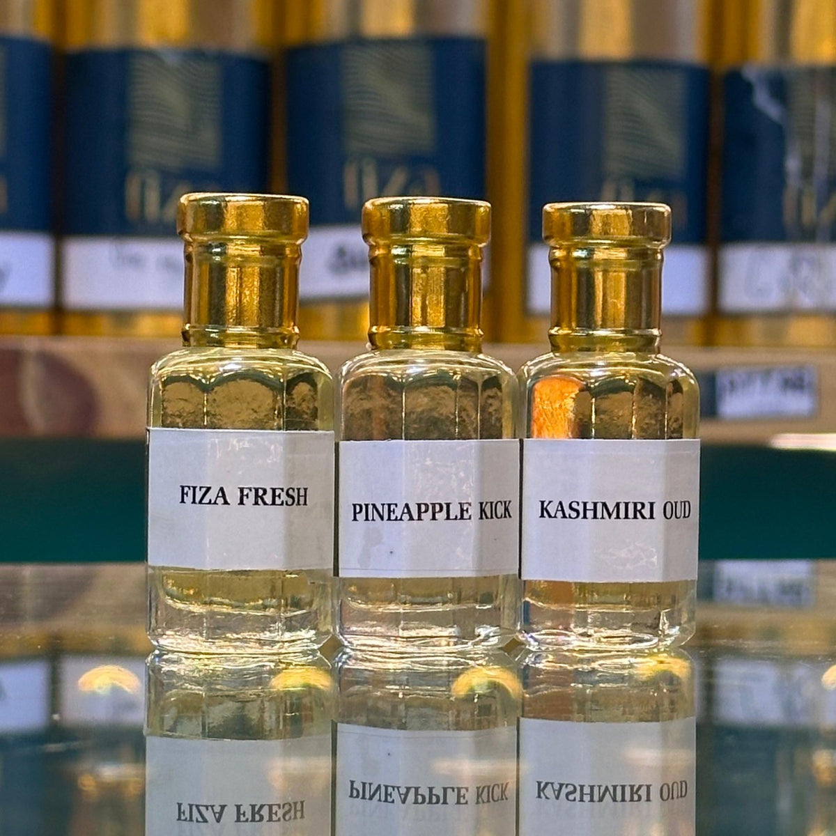 3 Pcs Fresh Attar set - Fiza Fresh -Pineapple kick - Kashmiri oud - 5.5 ML Each