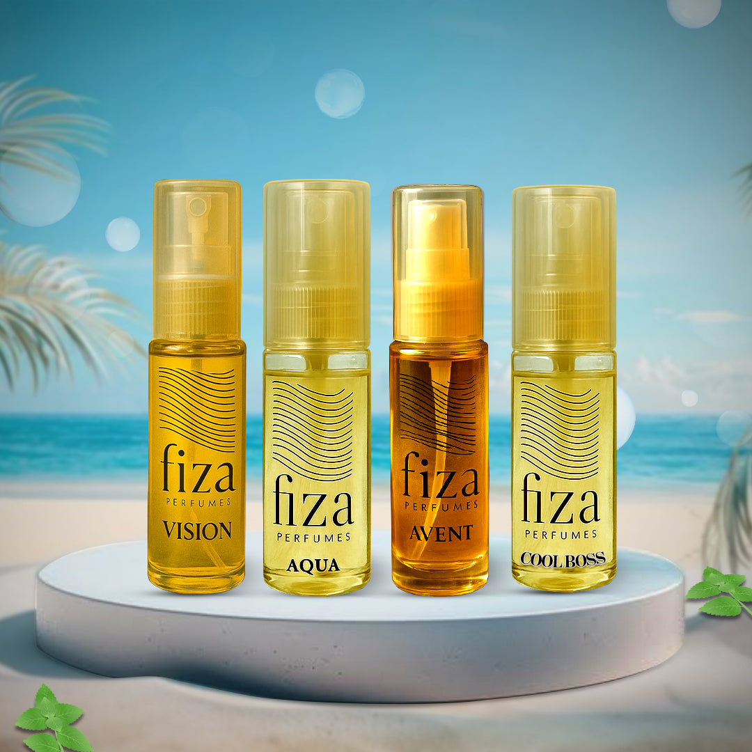 Pack of 4 Perfumes Vision, Aqua, Avent, Cool Boss - 30 ml each extrait de parfum